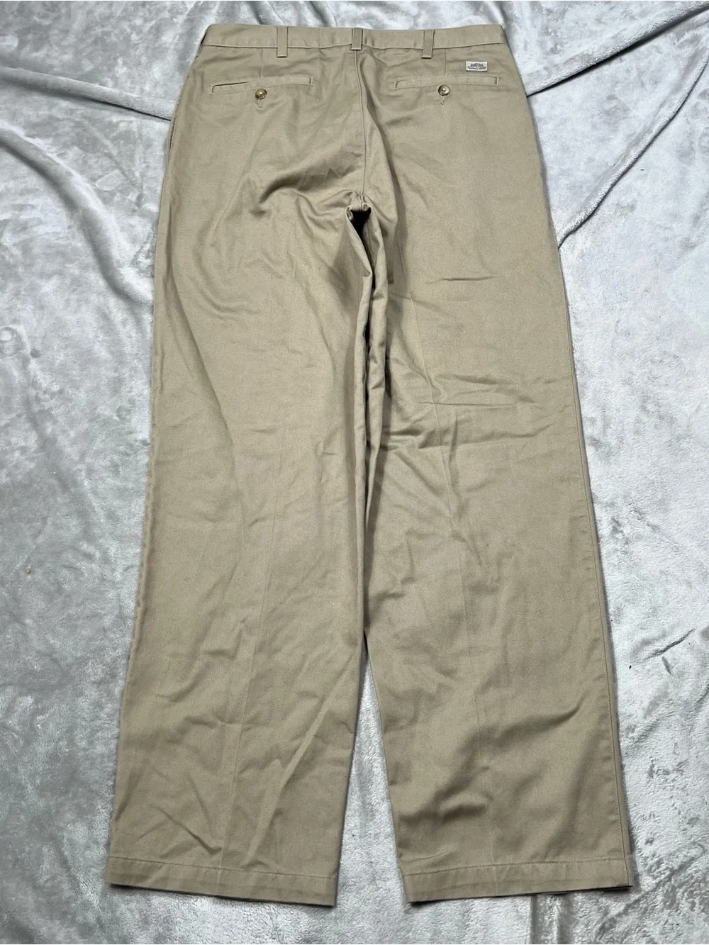 Vintage 90s Double Pleated Baggy Pants Mens 33x31 Khaki Preppy Chino Bay to Bay